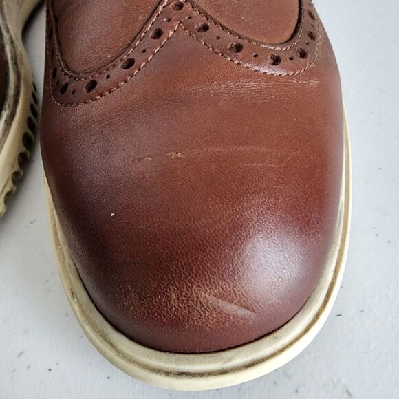 COLE HAAN Grand Wingtip Oxford Shoes Mens 10 British Tan Brown C36939 - Picture 4 of 14